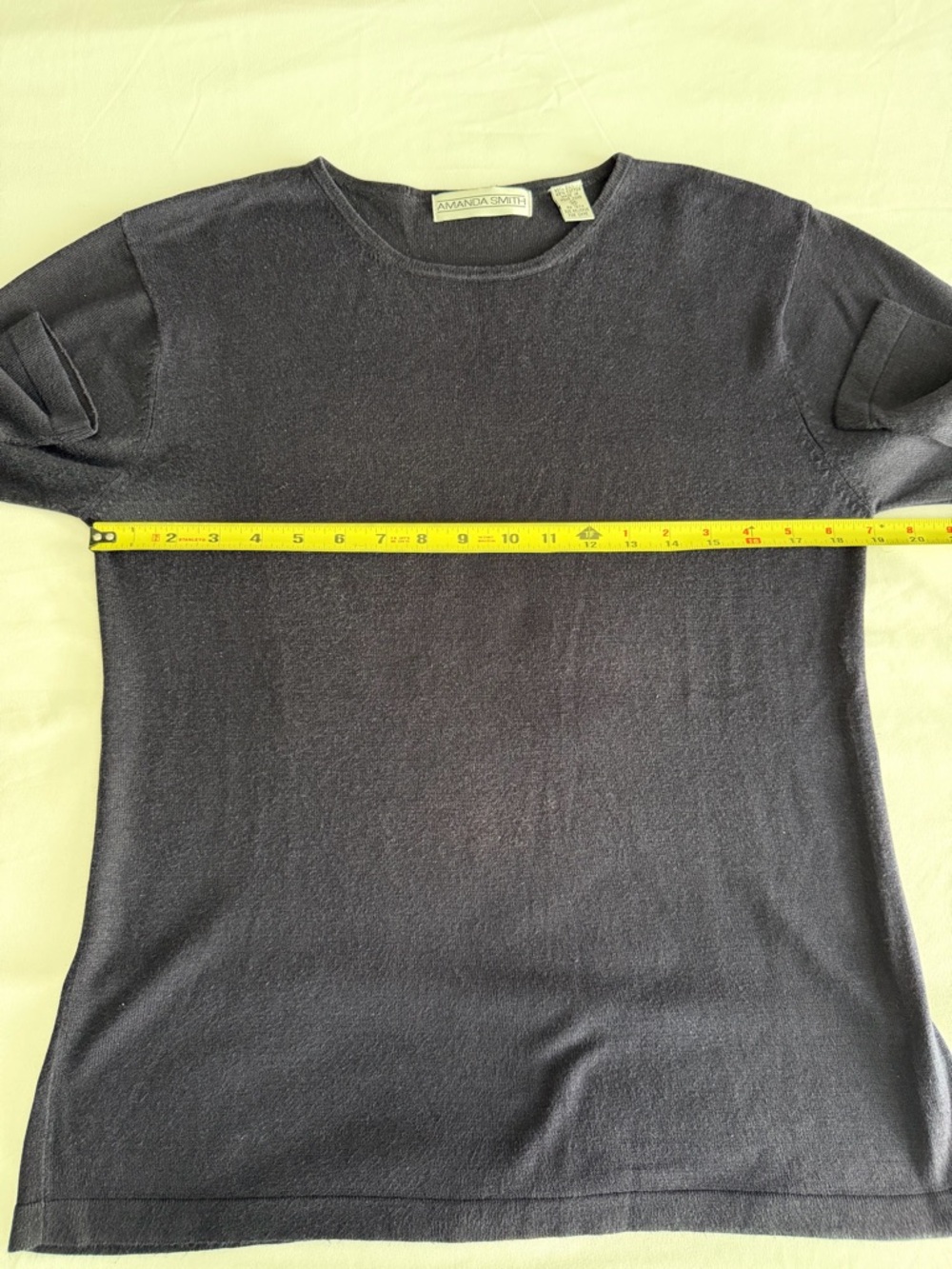 Amanda Smith Silk Cotton Blend Navy Blue Classic Lightweight Crew Neck Sweater - Picture 11 of 12